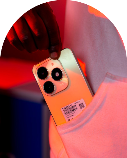 Customer placing a smartphone in their pocket